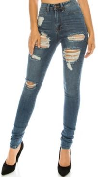 High-Rise Curvy Destructed Skinny Ankle Jeans