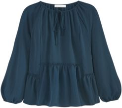 Key Hole Neck Tiered Blouse