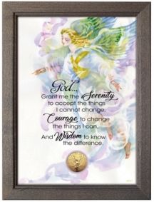 Serenity Prayer with Angel Coin in Frame