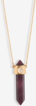 Gold-Tone Crystal & Stone Pendulum Long Pendant Necklace, 33" + 2" extender