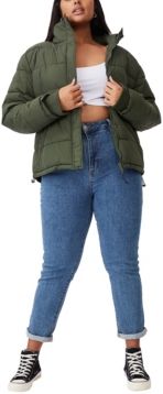 Trendy Plus Size Crinkle Puffer Jacket