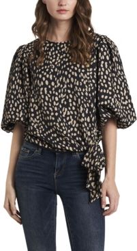 Animal Reset Print Side Tie Blouse