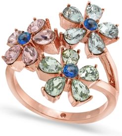 18K Rose Gold-Plate Multicolor Crystal Flower Cluster Ring, Created for Macy's