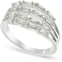 Silver-Plate Baguette-Crystal Multi-Row Ring, Created for Macy's