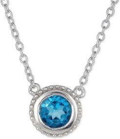 London Blue Topaz Solitaire Pendant Necklace (5/8 ct. t.w.) in Sterling Silver, 16" + 2" extender