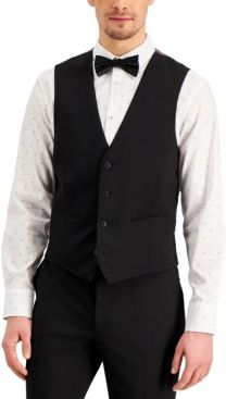 Inc Men's Slim-Fit Black Solid Suit Vest, Created for Macy's