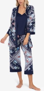 Robe, Cami & Capri 3pc Pajama Set