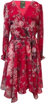 Petite Printed Faux-Wrap Dress