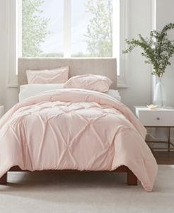 Simply Clean Antimicrobial Pleated King Duvet Set,3 Piece Bedding
