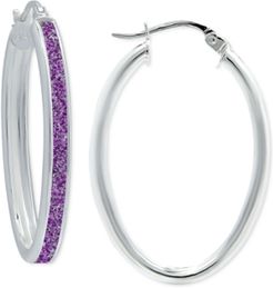 Glitter Oval Hoop Earrings in Sterling Silver, Created for Macy's