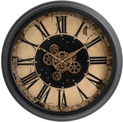 27.5"D Oversized Vintage Round Gear Clock With Tempered Glass