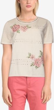 Missy Springtime in Paris Embroidered Flowers Sweater