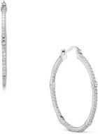 Sterling Silver White Topaz Hoop Earrings in Fine White Gold or Yellow Gold Plate