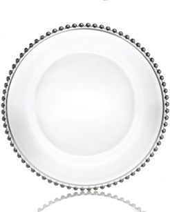 Jay Import American Atelier Glass Silver Beaded Charger Plate