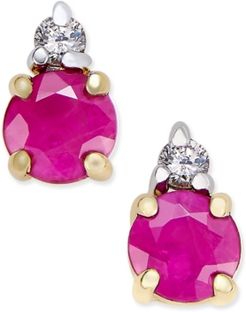 Ruby (5/8 ct. t.w.) and Diamond Accent Stud Earrings in 14k Gold with 14k White Gold Accents