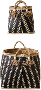 Wicker Baskets with Rope Handles, Set of 2