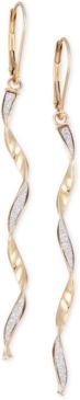 Twist Glitter Long Drop Earrings in 14k Gold