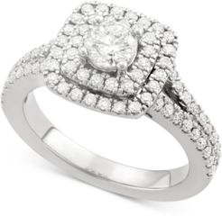 Certified Diamond Square Halo Engagement Ring (1-1/4 ct. t.w.) in 18k White Yellow or Rose Gold, Created for Macy's