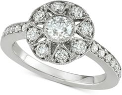 Diamond Floral Engagement Ring (1 ct. t.w.) in 18k White Gold, Created for Macy's