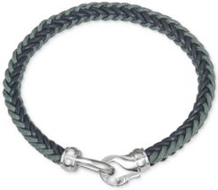Woven Leather Bracelet in Stainless Steel, Created for Macy's