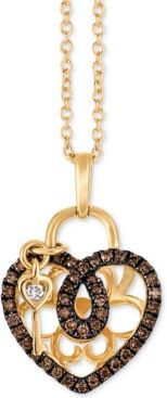 Chocolatier Diamond Heart & Key 18" Pendant Necklace (1/4 ct. t.w.) in 14k Gold