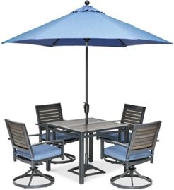 Harlough Ii 5-Pc. Outdoor Dining Set (36" Square Dining Table and 4 Swivel Rockers) with Sunbrella Cushions, Created for Macy's