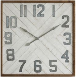 Square Wood & Metal Wall Clock