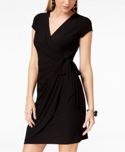 Inc Cap-Sleeve Faux-Wrap Dress, Created for Macy's