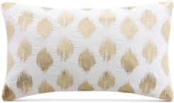 Nadia 12" x 18" Metallic Ikat Dot-Embroidered Oblong Decorative Pillow