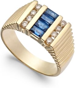Sapphire (9/10 ct. t.w.) & Diamond (2/5 ct. t.w.) Textured Ring in 14k Gold