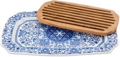 Judaica Challah Tray with Wooden Insert