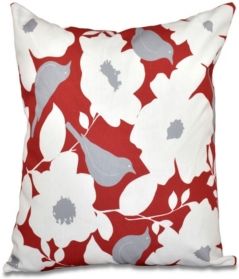 Mod floral 16 Inch Coral and Gray Decorative Floral Throw Pillow