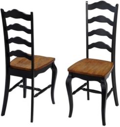 The French Countryside Oak and Rubbed Black Dining Chair, Pair