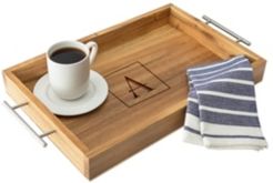 Personalized Acacia Tray with Metal Handles