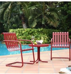 Gracie 3 Piece Metal Outdoor Conversation Seating Set - 2 Chairs And Side Table