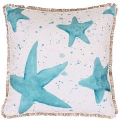 Samaria Starfish Splatter Printed Faux Linen Pillow, 20" x 20"