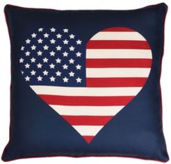 Heart Flag Reversible Plaid Printed Faux Linen Pillow, 20" x 20"