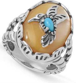 Turquoise Hummingbird Ring in Sterling Silver