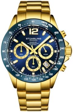 Original Men's Chrono, Dark Blue Dial, Blue Bezel/Gold Case, Gold Bracelet Watch