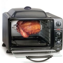 Elite Cuisine 0.8' Multi - function Toaster Oven with Rotisserie and Grill, Griddle Oven Top