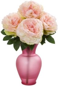 Peony Artificial Arrangement in Rose Garden Vase