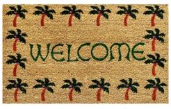 Palm Tree Border Welcome 17" x 29" Coir/Vinyl Doormat Bedding