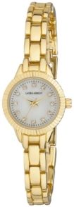 Ladies' Gold Mini Bracelet With Coin Edge Bezel Link Womens Watch