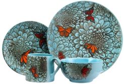 Butterfly Garden 16 Piece Stoneware Dinnerware Set