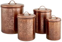 International Avignon Antique Copper Etched Canister Set, 4 Piece