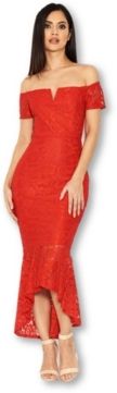 Lace Bardot Fishtail Dress