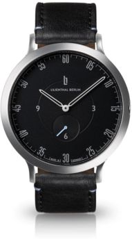 L1 Standard Black Dial Silver Case Leather Watch 42mm