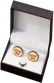 Groomsman Wood Cufflinks and Tie Tack Set