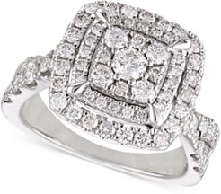 Diamond Cluster Cushion Halo Engagement Ring (1-1/2 ct. t.w.) in 14k White Gold