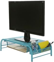 Metal Mesh Monitor Stand And Desk Organizer With Drawer